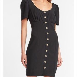 Button Front Scoop Neck Mini Dress